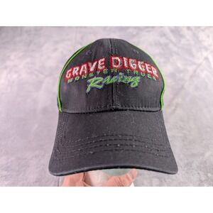 Monster Jam Grave Digger Racing Hat Black Green Flame Skull 2011 Baseball Cap